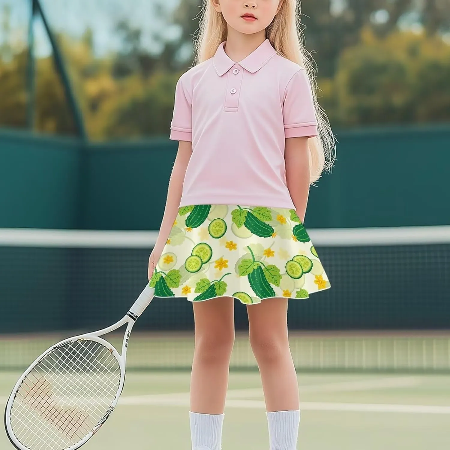 2-in-1 Tennis Skirts for Girls with Pockets Kids Built in Shorts Athletic Skorts Size 5-14