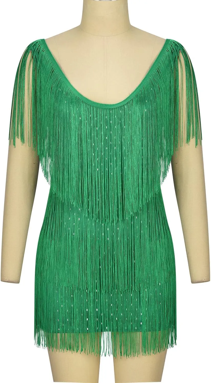 2025 Fashion Dress Skirts for Women Fringe V Neck Dress Party Sexy Casual Performance Funky Fun Dresses