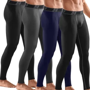 4 Pack Compression Pants Tights Leggings Men, Winter Baselayer for Running Workout Sports Yoga