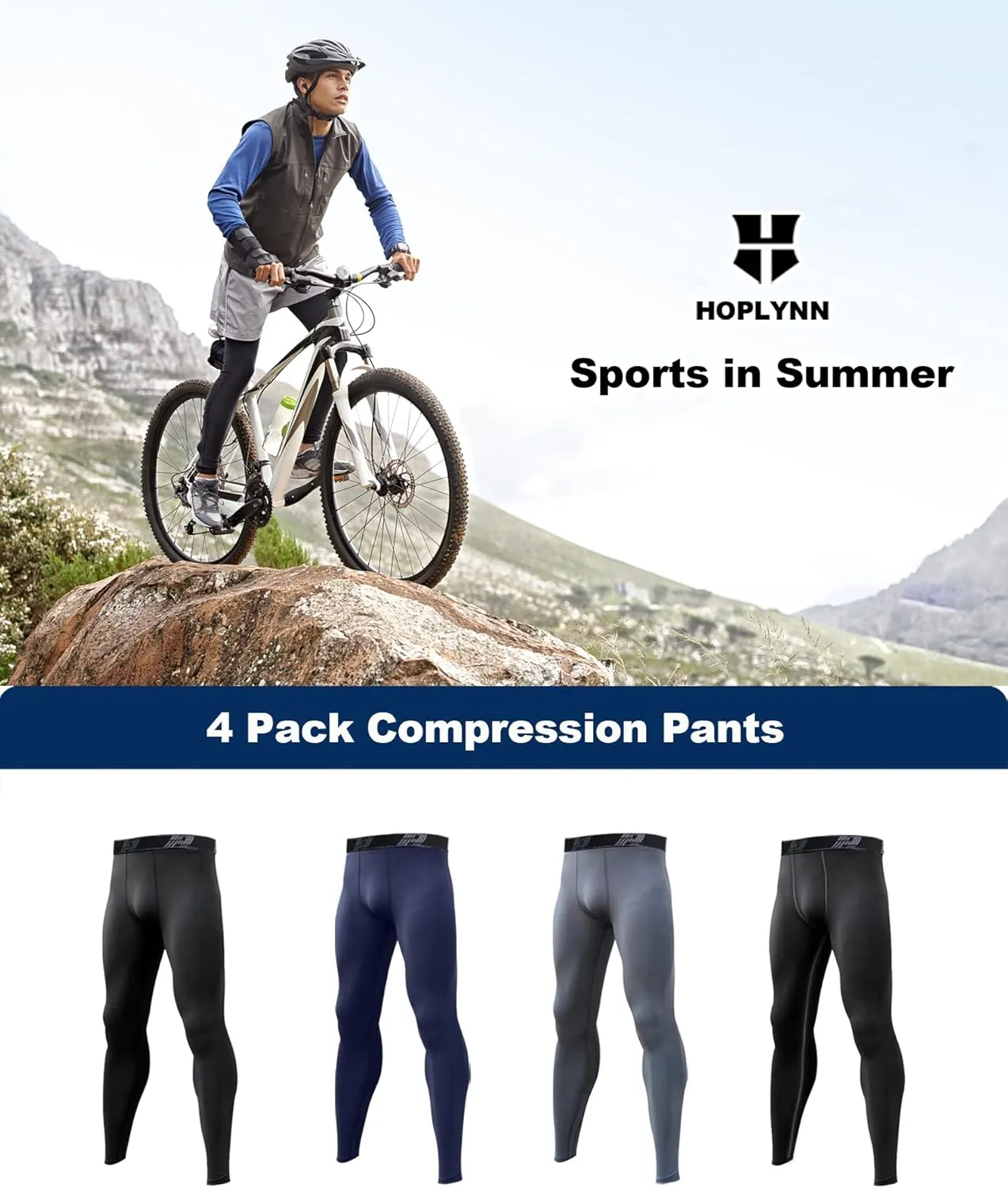 4 Pack Compression Pants Tights Leggings Men, Winter Baselayer for Running Workout Sports Yoga