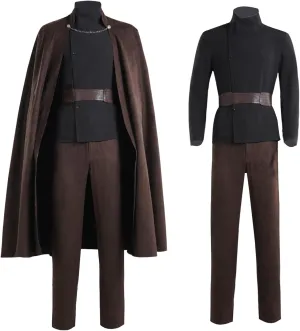 Adult Count Dooku Cosplay Full Set Jedi Brown Cloak Tunic with Belt Count Dooku Halloween Uniform for MenNaobciu