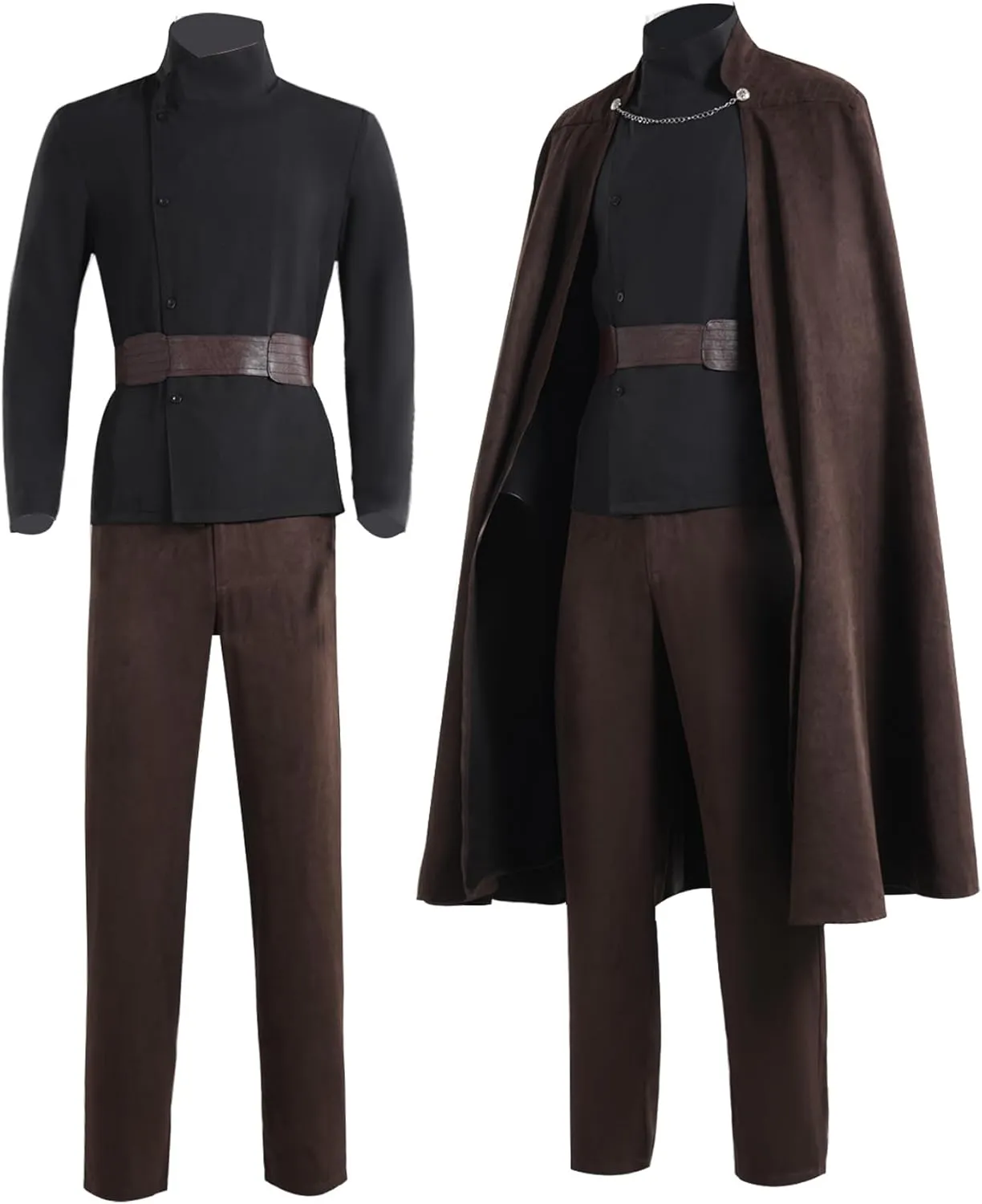 Adult Count Dooku Cosplay Full Set Jedi Brown Cloak Tunic with Belt Count Dooku Halloween Uniform for MenNaobciu