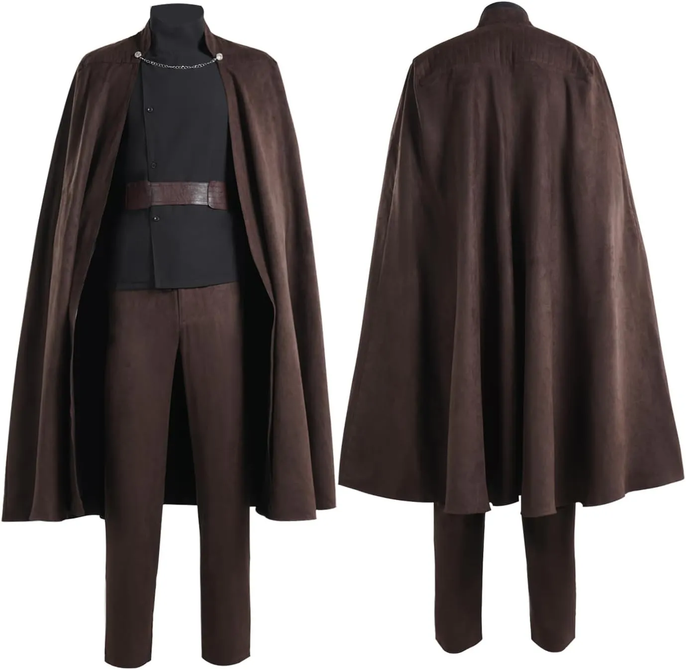 Adult Count Dooku Cosplay Full Set Jedi Brown Cloak Tunic with Belt Count Dooku Halloween Uniform for MenNaobciu