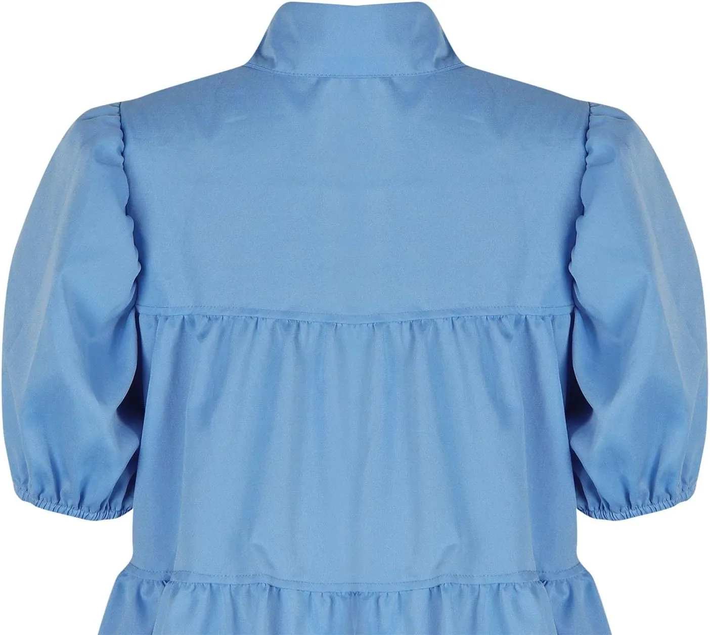 Akklian Womens Cute Babydoll Dresses Casual Loose Puff Sleeve Ruffle Button Down Pleated Shirt Dress Trendy Summer Mini Dress