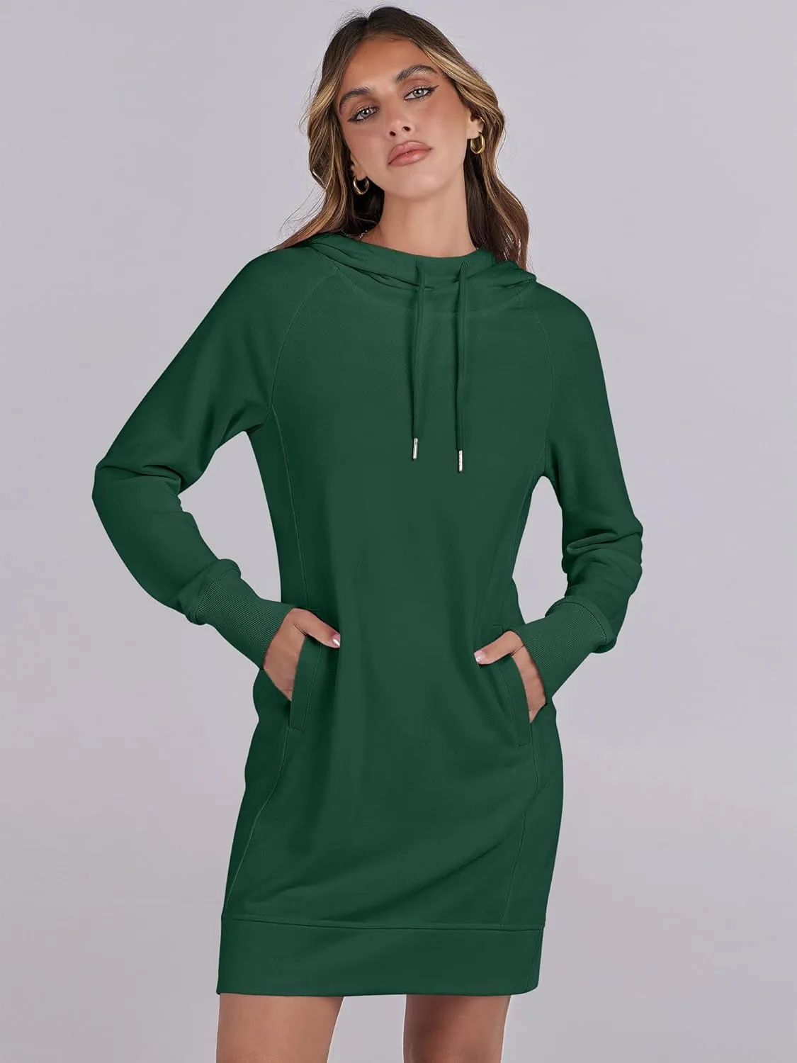 ANRABESS Womens Sweatshirt Dress Long Sleeve Hoodies Mini Dresses Fleece Casual Hoodie with Pockets 2024 Fall Fashion