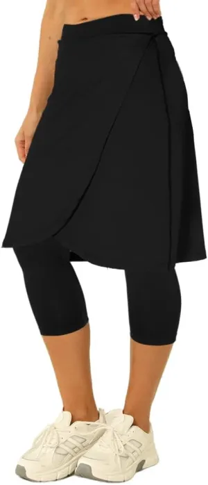 Aurgelmir Knee Length Womens Golf Tennis Skirts with Capri Legging Athletic Running Outdoor Workout Skorts with Pocket