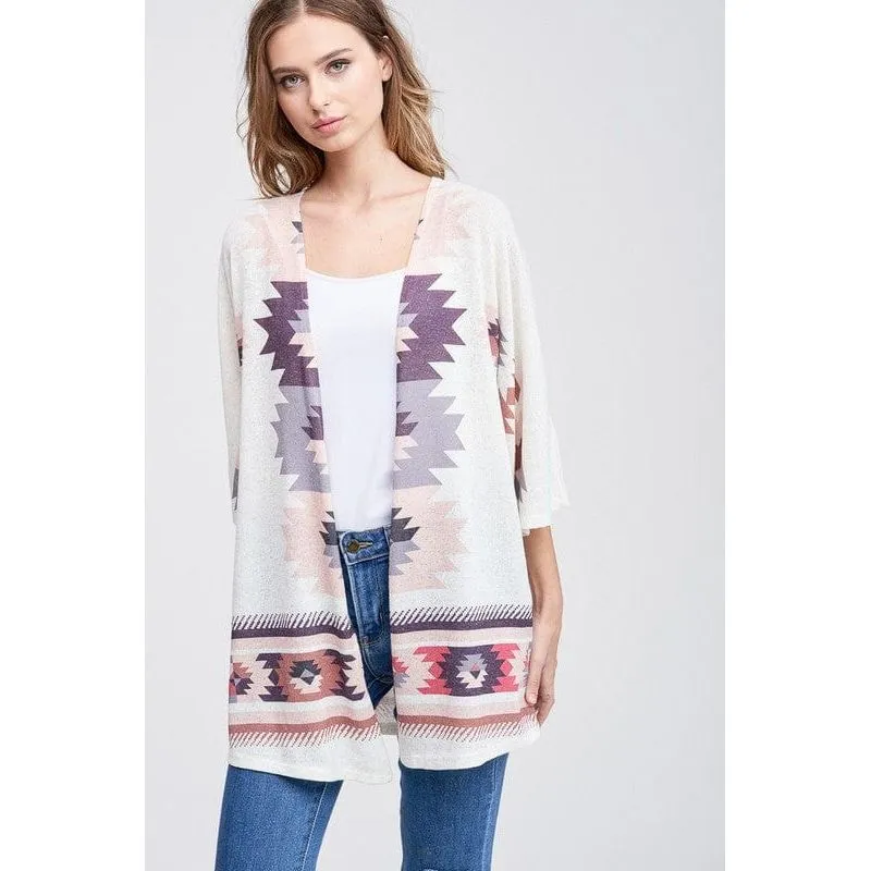 Aztec kimono cardigan- purples