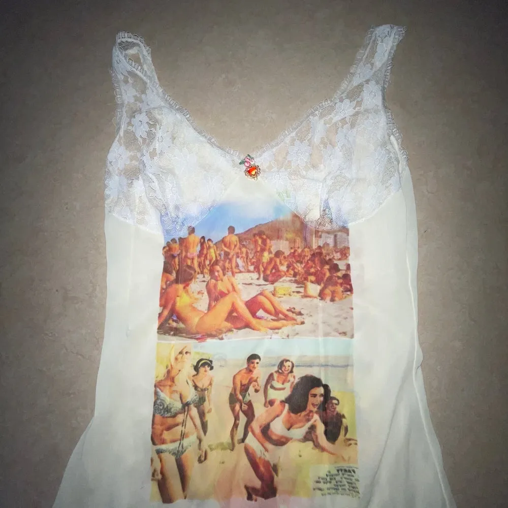beach scene reworked slip dress