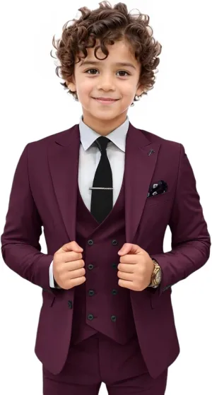 Boys Suit 3 Piece Ring Bearer Suit Slim Fit Peak Lapel Toddler Suits Kids Formal Tuxedo Wedding Outfit for Party Prom