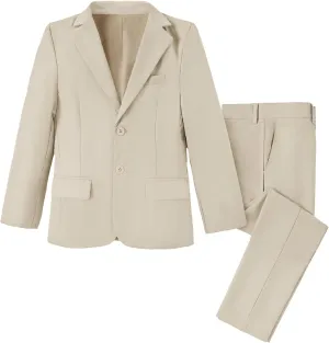 Boys' Suits 2-Piece Formal Slim Fit Suit Set for Boys Wedding Ring Bearer Outfit with Blazer and Pants