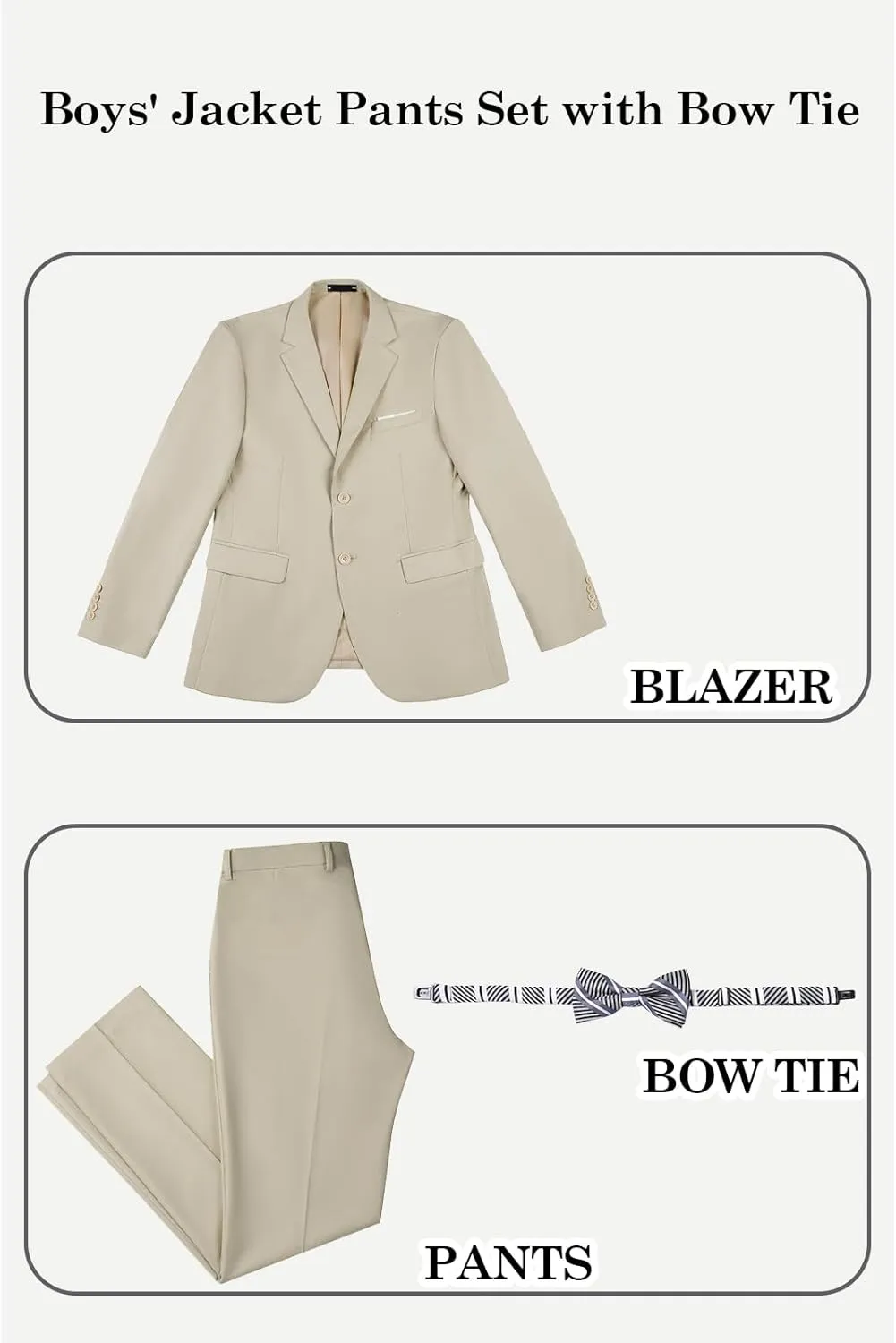 Boys' Suits 2-Piece Formal Slim Fit Suit Set for Boys Wedding Ring Bearer Outfit with Blazer and Pants