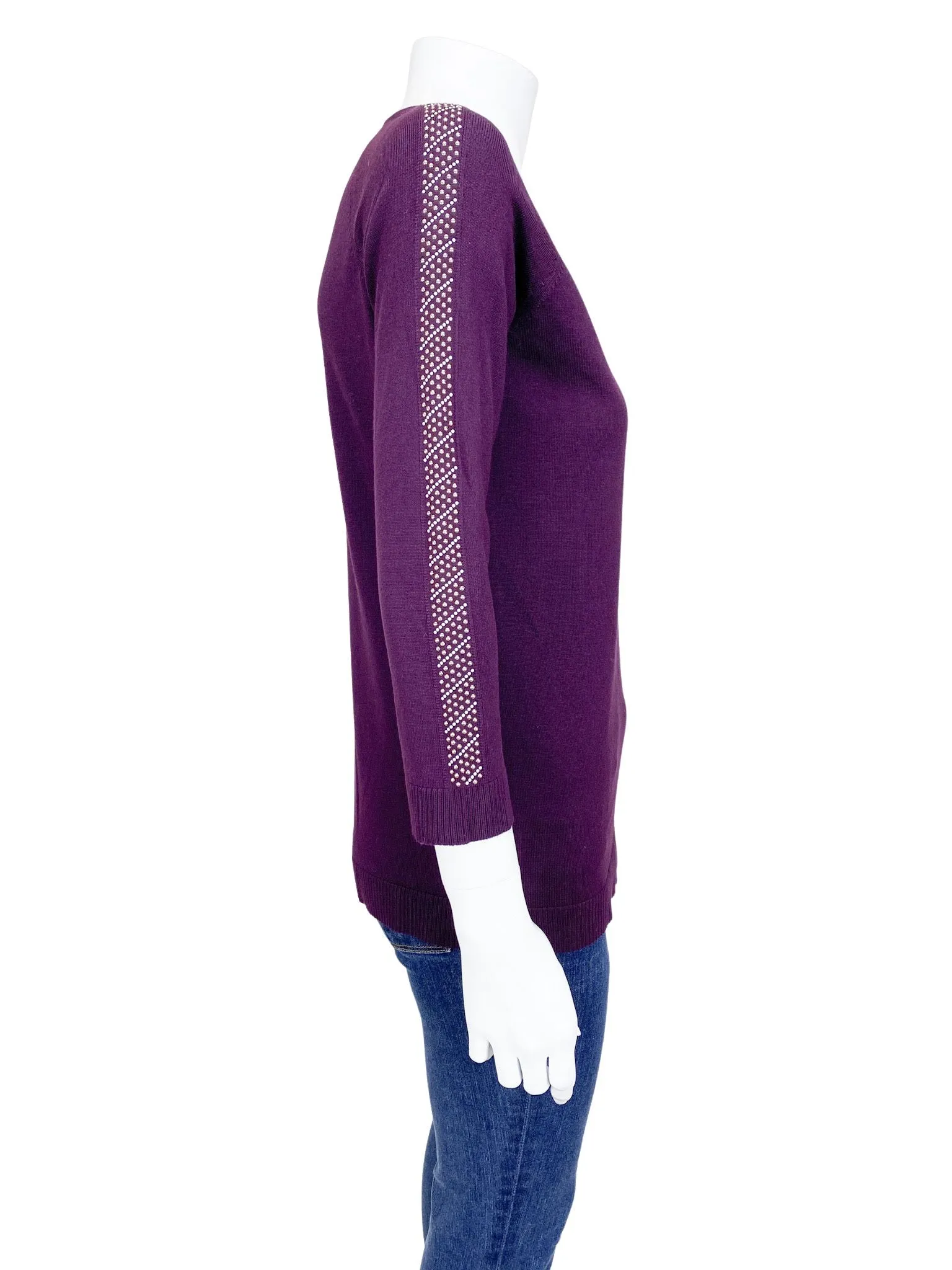 Calvin Klein, Women's Bead-Trim Sweater, Wine, Size S