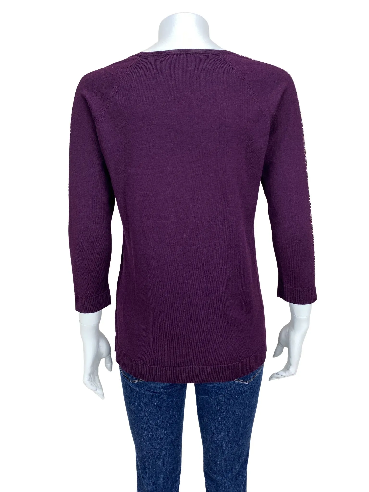 Calvin Klein, Women's Bead-Trim Sweater, Wine, Size S