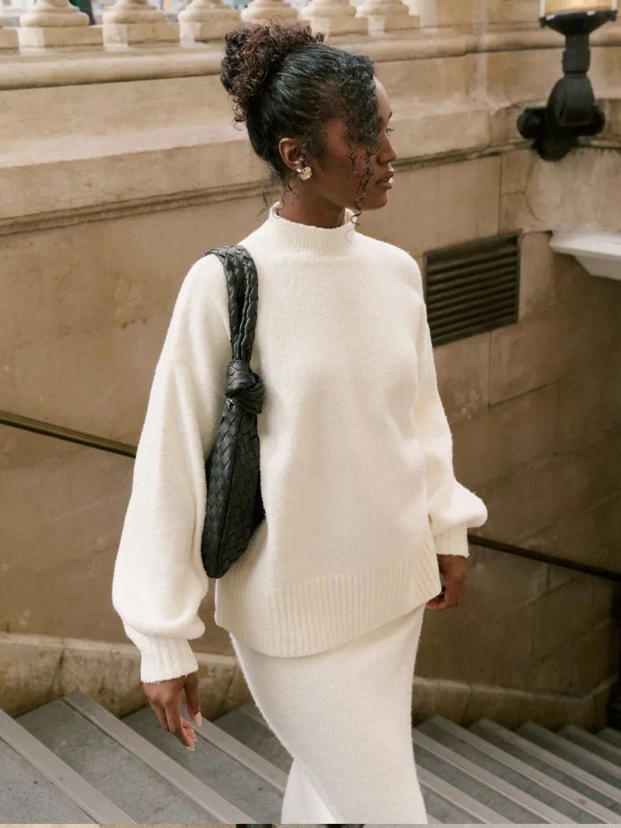 Camille Balloon Sleeve Knit Jumper - Cream