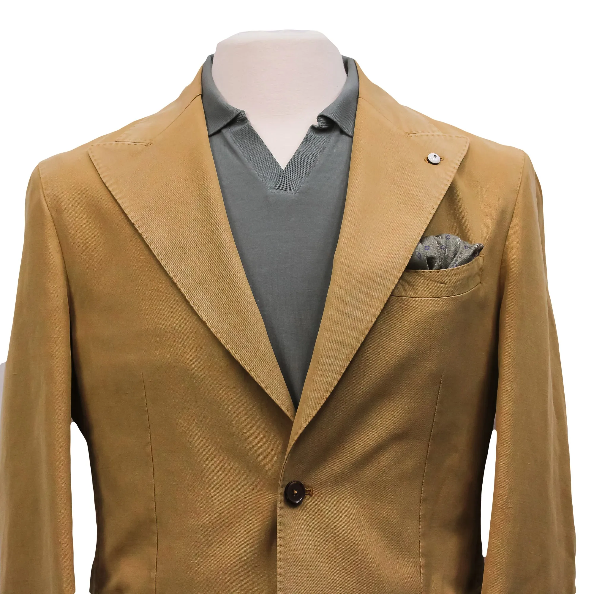 Caramel Solid Lyocell-Linen-Cotton Unlined Sport Jacket - L.B.M 1911