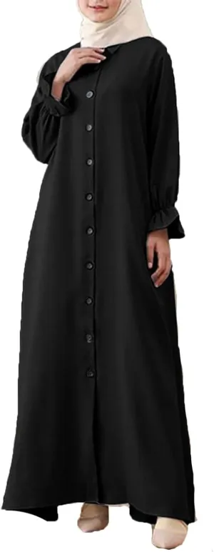 Casual Dresses for Women 2024 Vacation Muslim Long Sleeve Dress Vintage Pullover Abaya Prayer Maxi Sundresses for Women