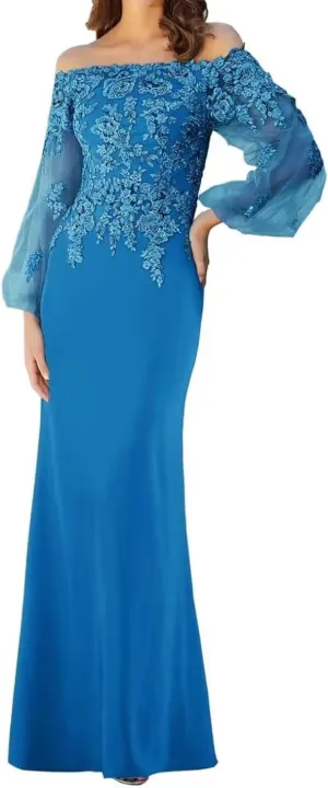 Chiffon Mother of The Bride Dresses for Wedding Off Shoulder Prom Dress Laces Applique Mother of Groom Dress