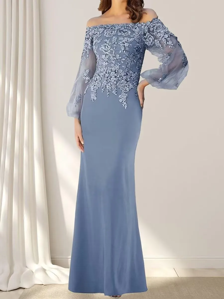 Chiffon Mother of The Bride Dresses for Wedding Off Shoulder Prom Dress Laces Applique Mother of Groom Dress