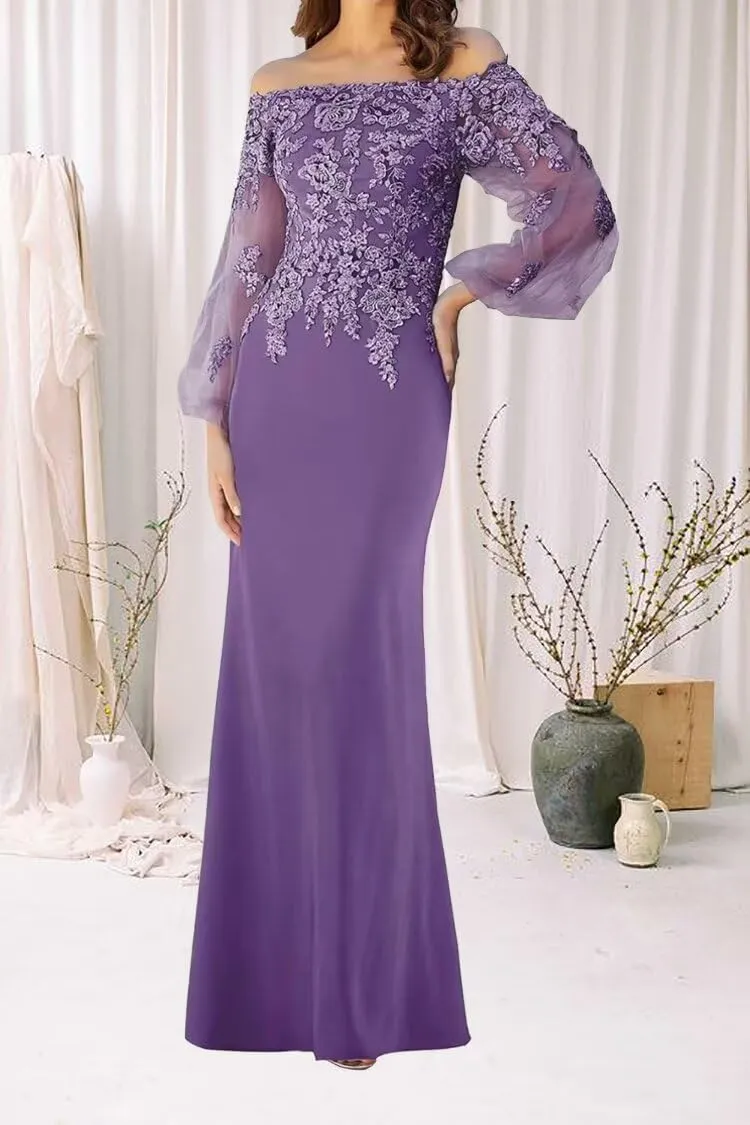 Chiffon Mother of The Bride Dresses for Wedding Off Shoulder Prom Dress Laces Applique Mother of Groom Dress