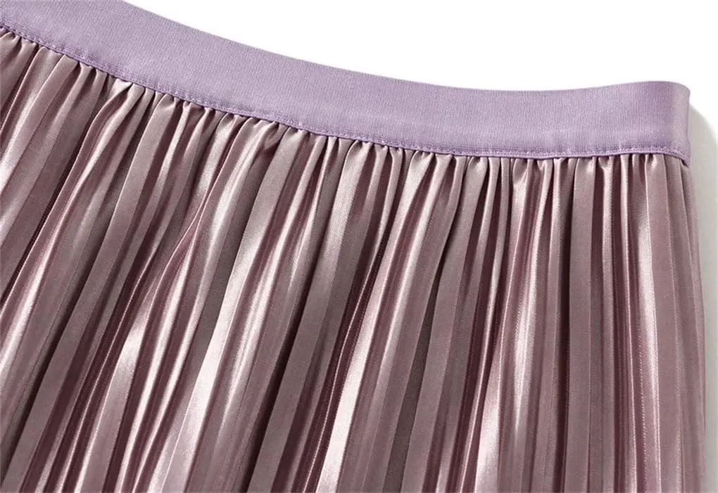 DBFBDTU Woman Gradient Mesh Midi Skirt High Waisted A Line Pleated Skirt Elastic Waist Skirts