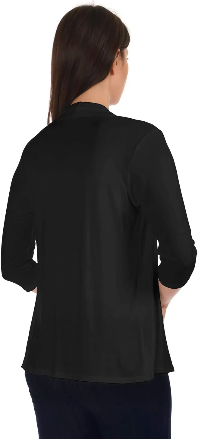 DFF Shop Women's Assymetrical Boyfriend Open 3/4 Sleeve Cardigan (Size: S- 5X)