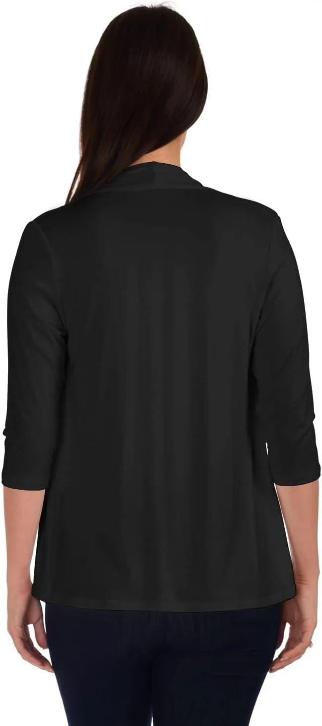 DFF Shop Women's Assymetrical Boyfriend Open 3/4 Sleeve Cardigan (Size: S- 5X)