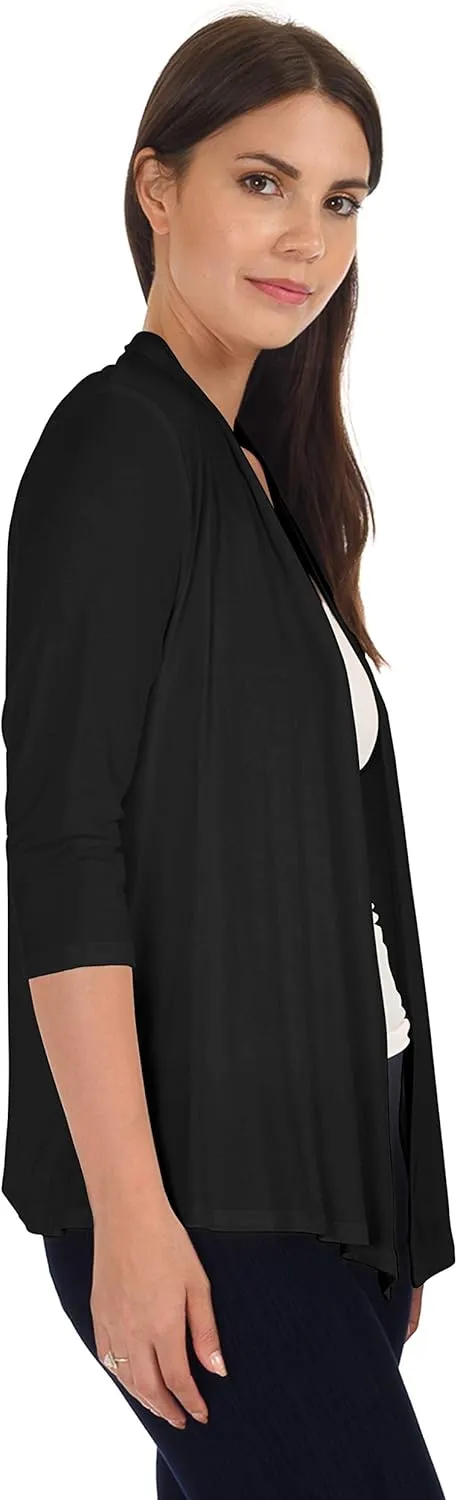 DFF Shop Women's Assymetrical Boyfriend Open 3/4 Sleeve Cardigan (Size: S- 5X)