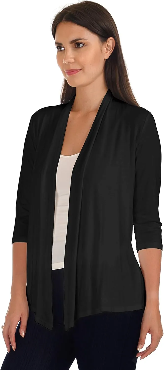 DFF Shop Women's Assymetrical Boyfriend Open 3/4 Sleeve Cardigan (Size: S- 5X)