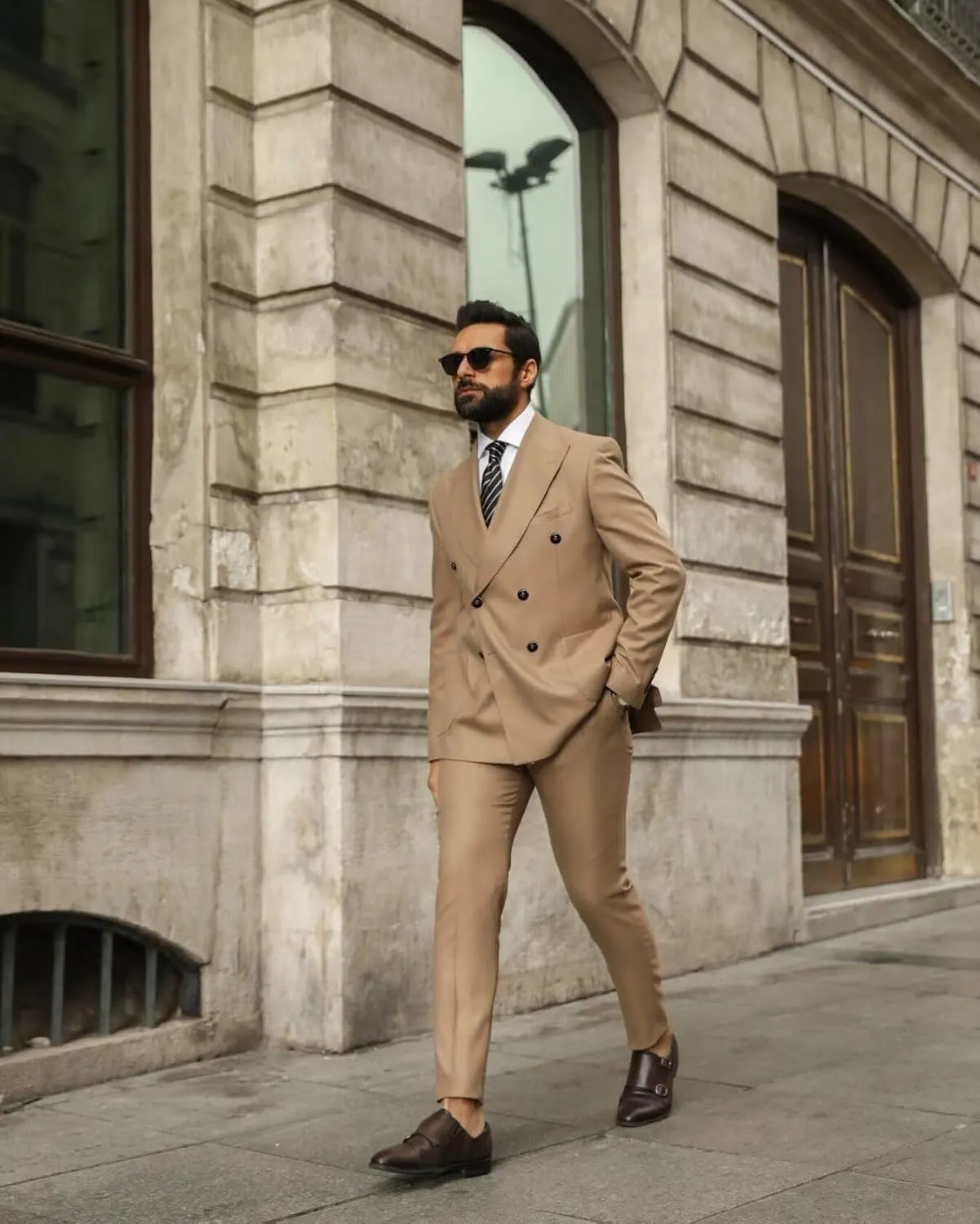 Double Breasted Suit for Men 2 Piece Slim Fit Men Suits Solid Tuxedo Blazer Pants Formal Set for Wedding Business Prom