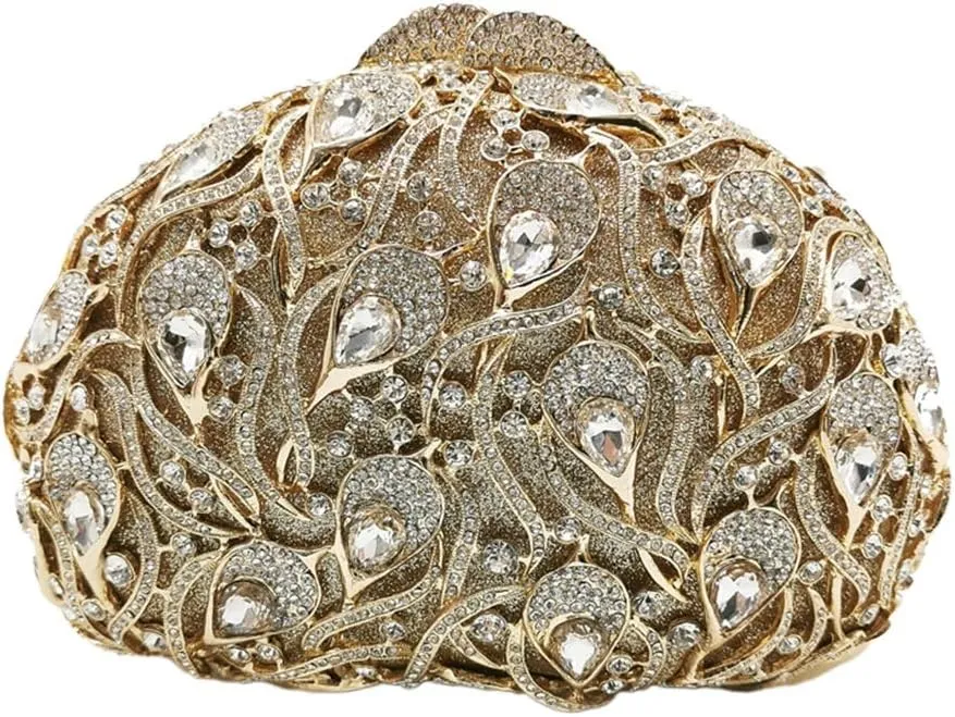 Elegant Women Hollow Out Metal Rhinestone Evening Bag Luxury Gem Crystal Handbag Diamonds Wedding Clutch Prom Purse