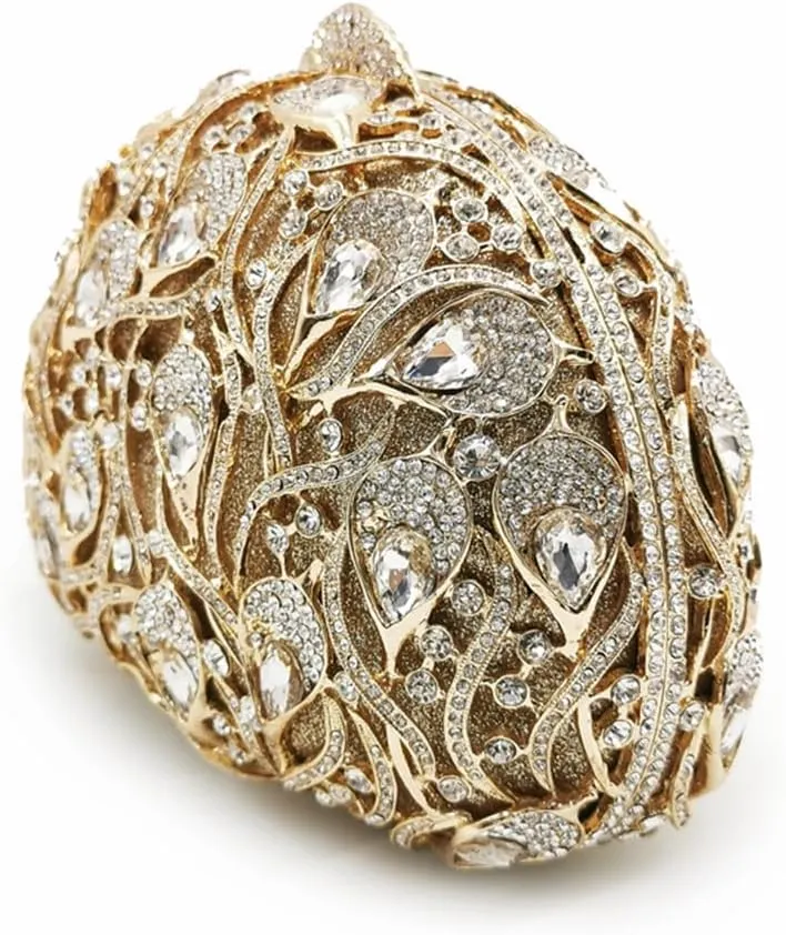 Elegant Women Hollow Out Metal Rhinestone Evening Bag Luxury Gem Crystal Handbag Diamonds Wedding Clutch Prom Purse