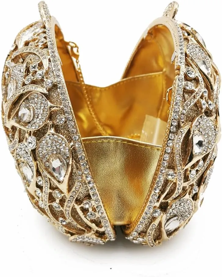 Elegant Women Hollow Out Metal Rhinestone Evening Bag Luxury Gem Crystal Handbag Diamonds Wedding Clutch Prom Purse