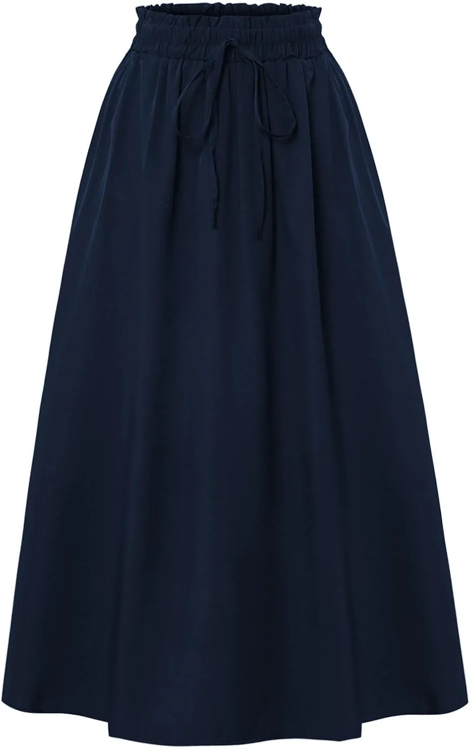 FlekmanArt Womens Maxi Skirt Summer Trendy Elastic High Waisted Boho Dress Casual Beach Flowy Swing Long Skirts with Pockets