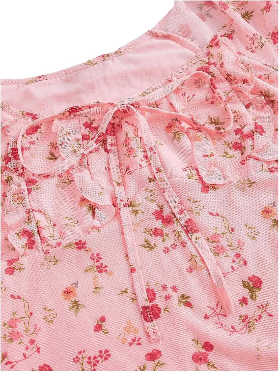 Floerns Women's Floral Print Cap Sleeve Dress Square Neck Tie Front Summer A Line Cute Mini Dresses