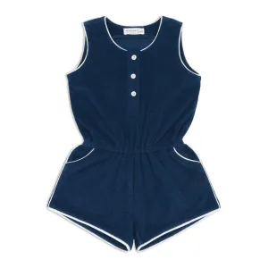 girls navy french terry romper