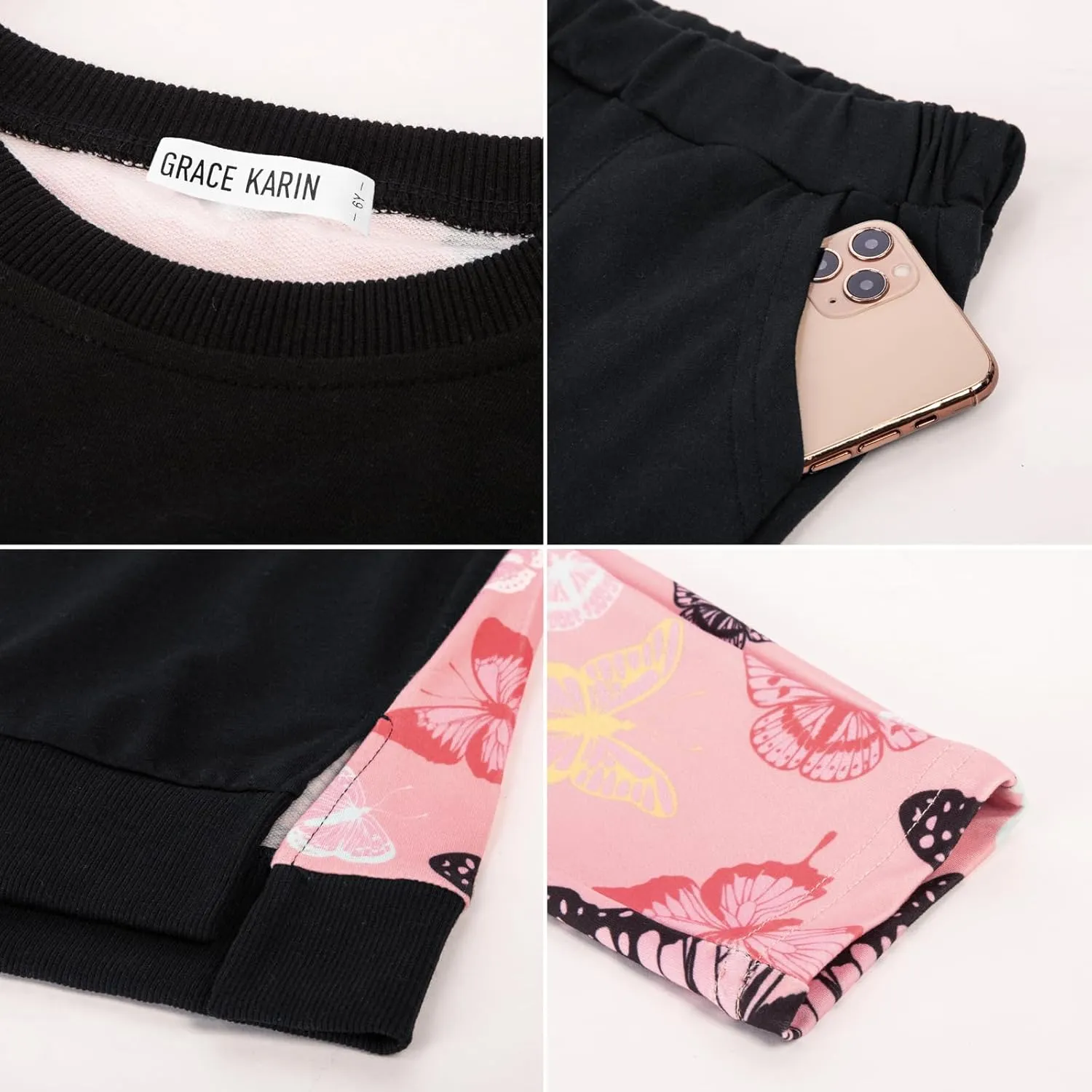 GRACE KARIN Girls Clothes Sweatshirt for Teen Girls Fashion Outfits Sweapants Leggings Tracksuit Clothing Set Size 5-14