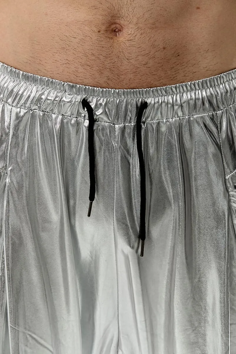 GRAJTCIN Mens Metallic Disco Pants - 70s/80s Sequin Drawstring Waist Party Club Rave Shiny Jogger