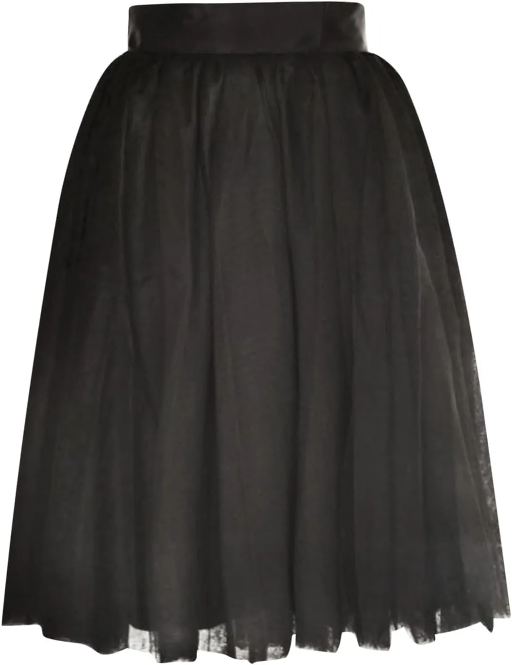 HGps8w Women's A-Line Pleated Tulle Midi Skirt Elegant Multilayer Elastic Waist Mesh Lace Tulle Tutu Daily Dance Skirts
