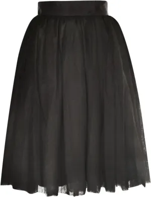 HGps8w Women's A-Line Pleated Tulle Midi Skirt Elegant Multilayer Elastic Waist Mesh Lace Tulle Tutu Daily Dance Skirts