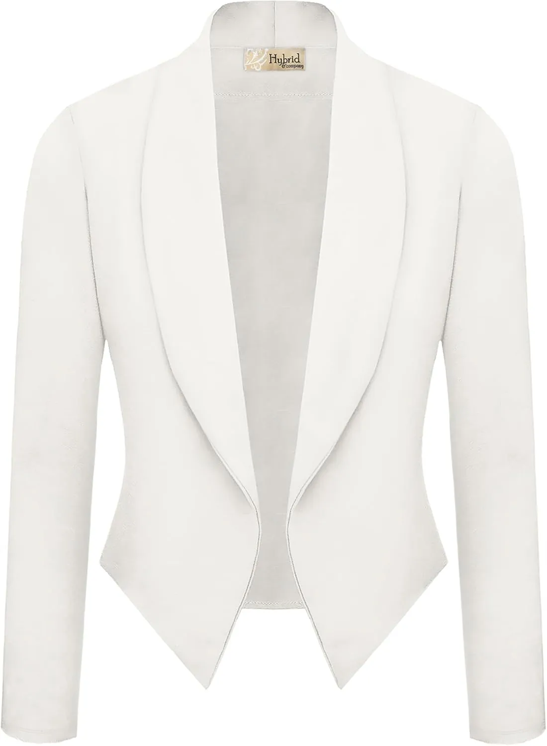 Hybrid & Company Womens Casual Work Office Blazer Open Front Heavy Ponti Shawl Collar Long Sleeve Jacket