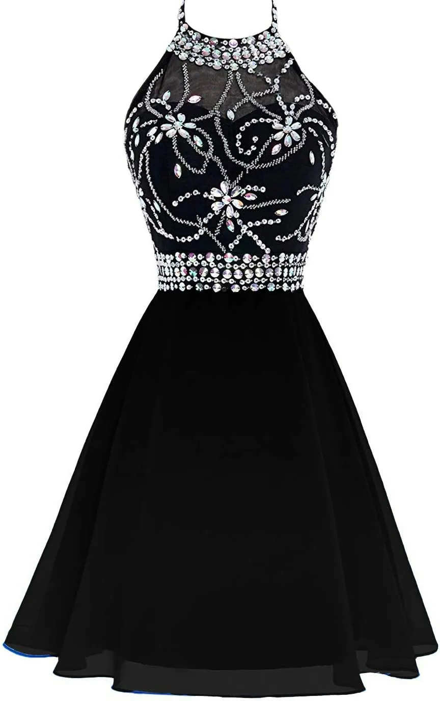 Kivary Beaded Ombre Gradient Chiffon Short Long Prom Evening Homecoming Dresses