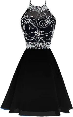 Kivary Beaded Ombre Gradient Chiffon Short Long Prom Evening Homecoming Dresses