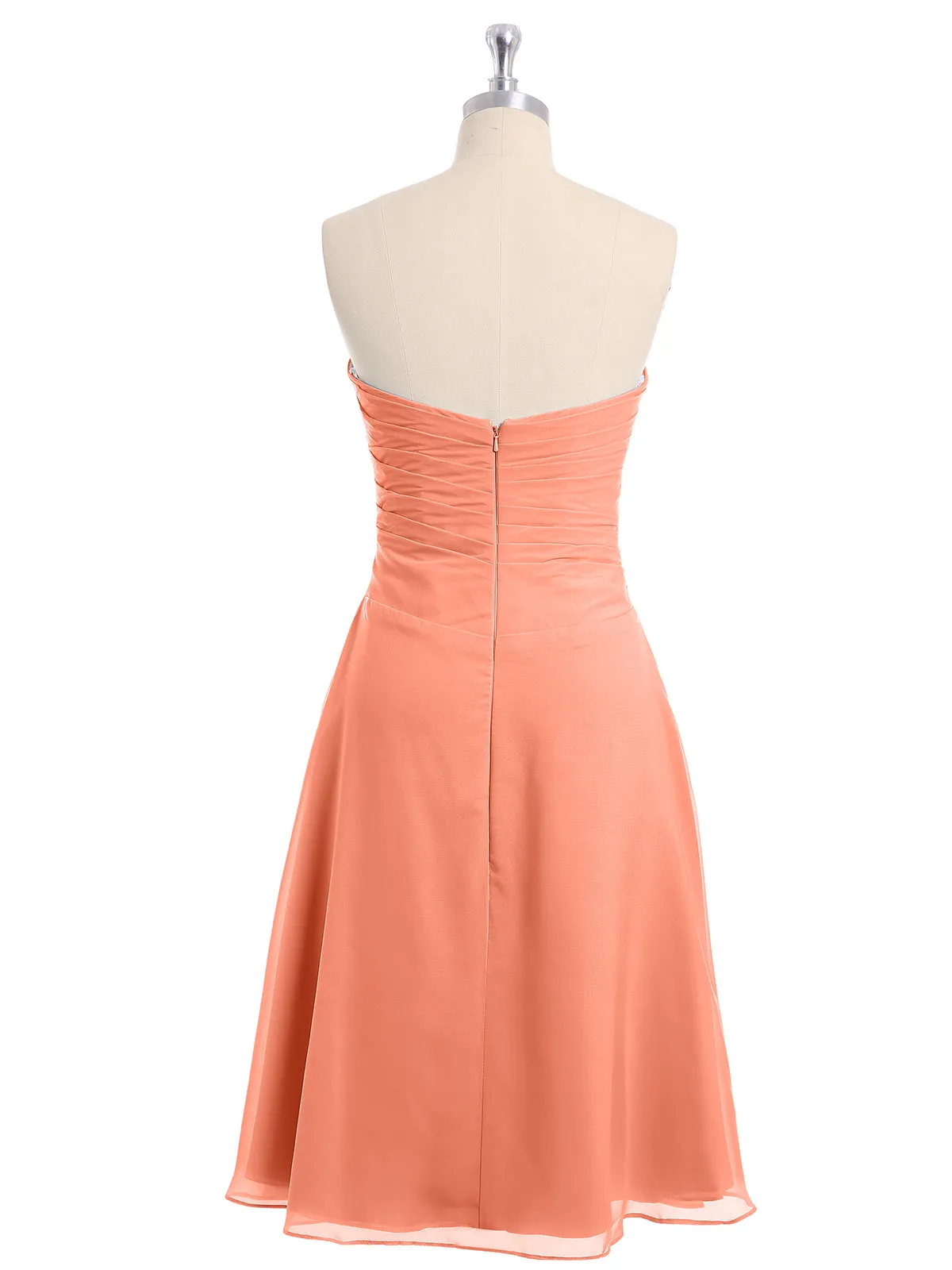 Knee Length Chiffon Dress with Sweetheart Neck-Sunset