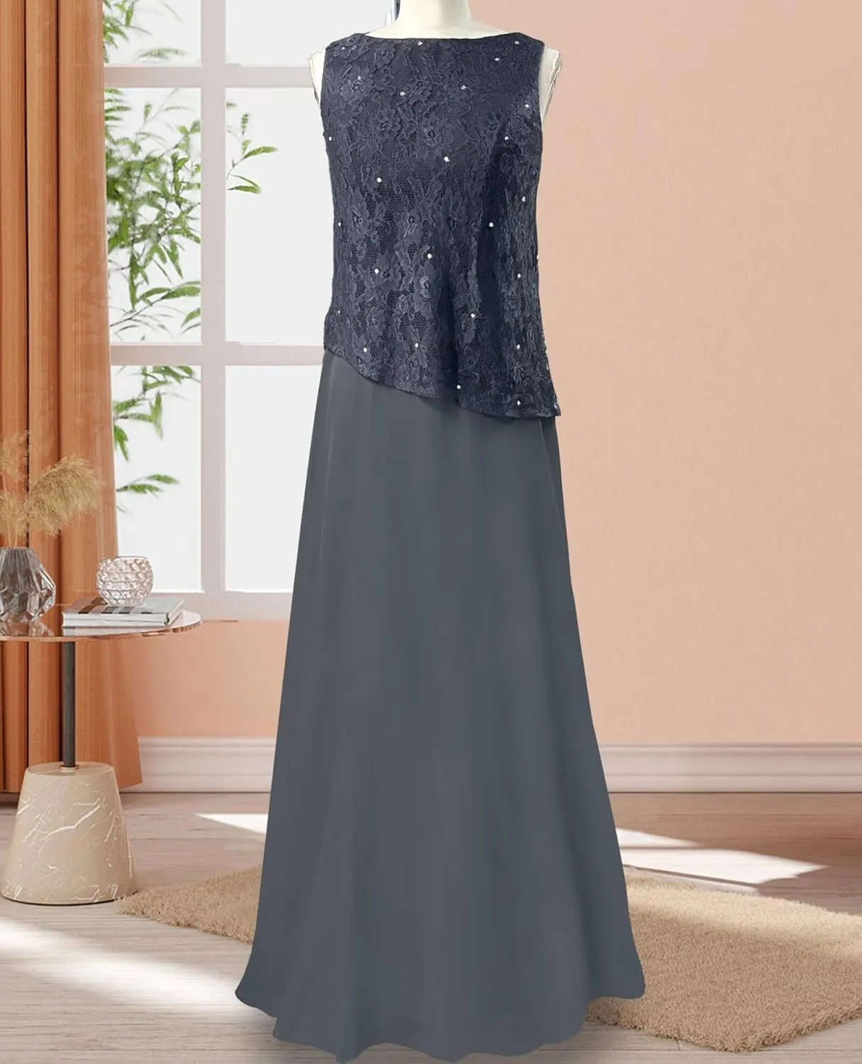 Lace Applique Mother of The Bride Dresses for Wedding Chiffon Formal Dresses with Jacket