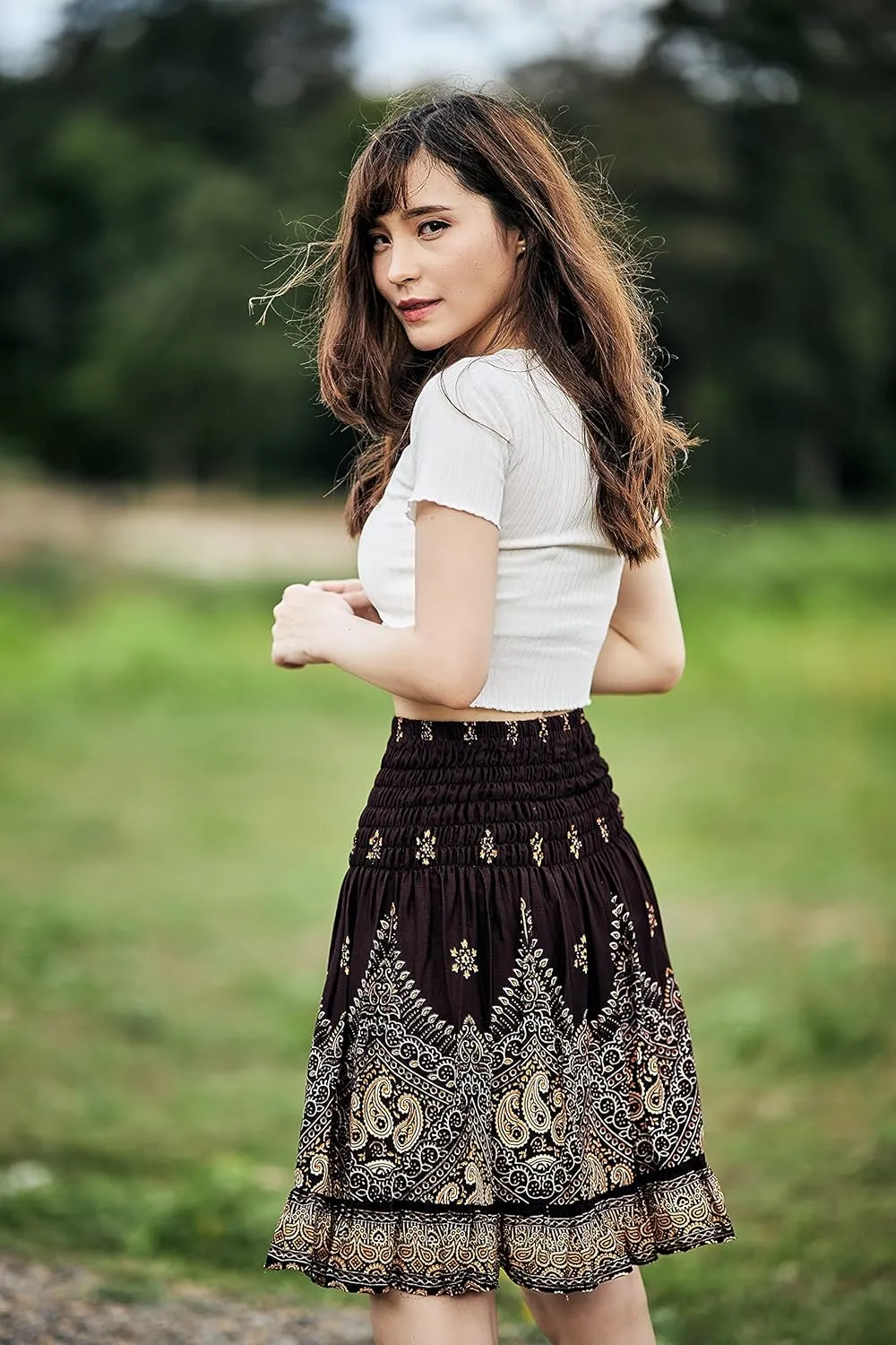 Lannaclothesdesign High Waisted Skirts for Women Short Flowy Summer Skirt Trendy Outfit Knee Length Boho Clothing Fall Skirts