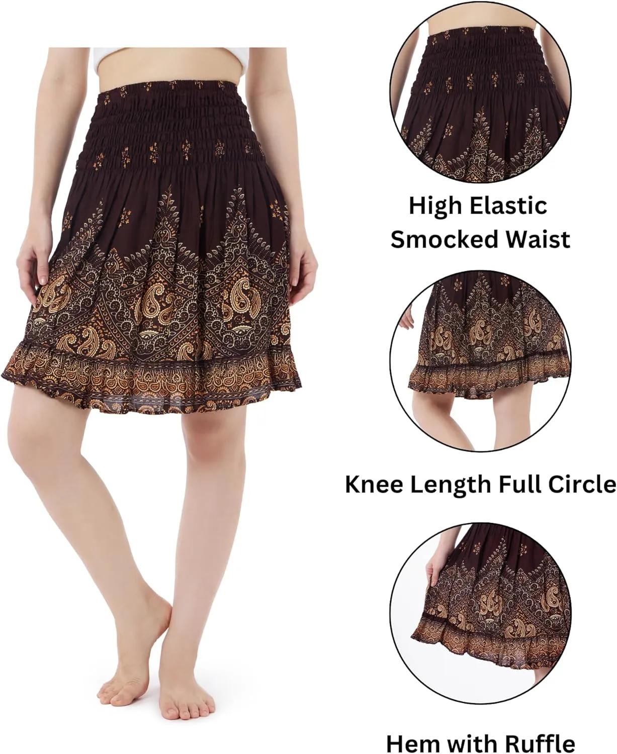 Lannaclothesdesign High Waisted Skirts for Women Short Flowy Summer Skirt Trendy Outfit Knee Length Boho Clothing Fall Skirts