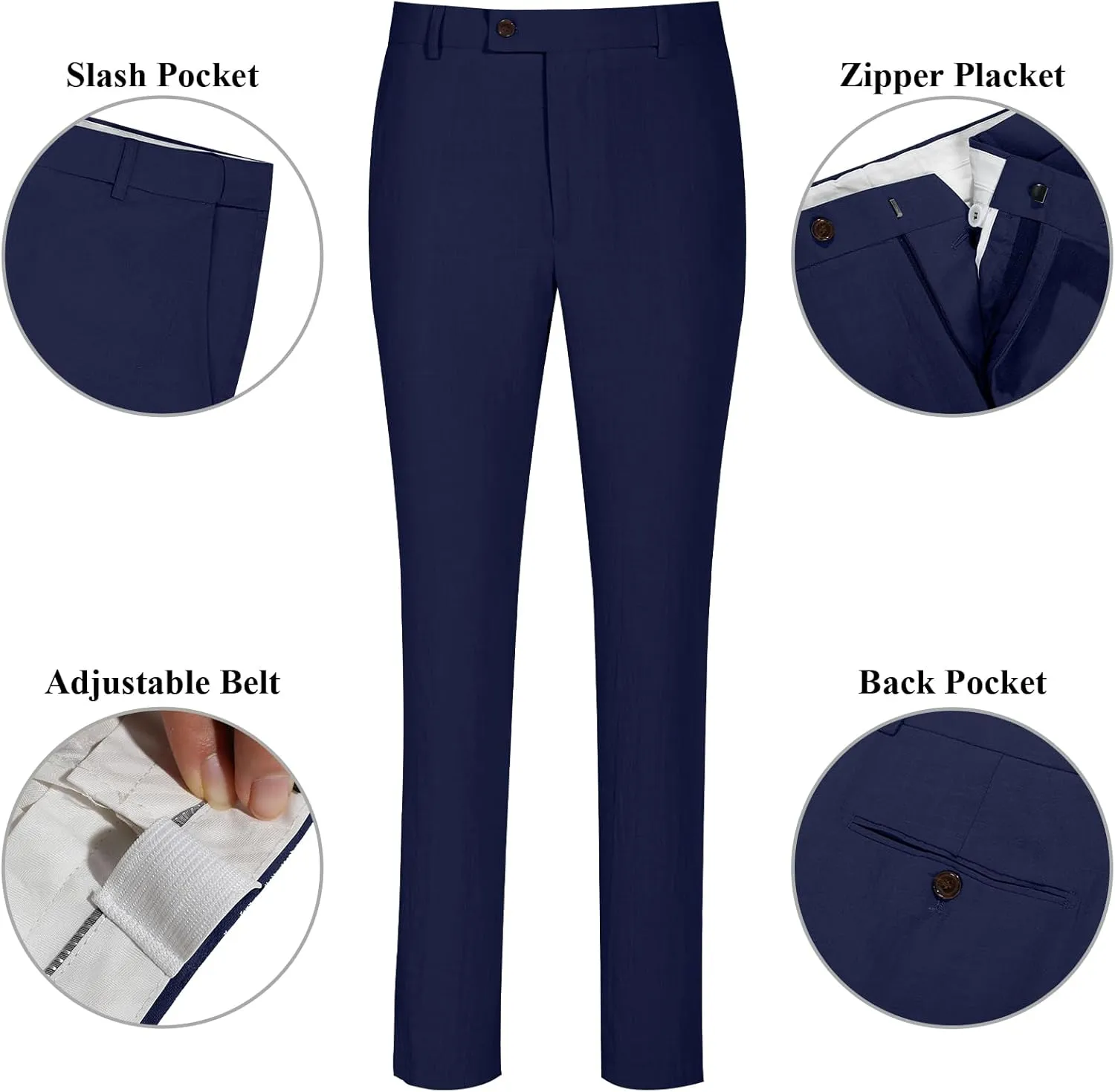 Linen Men Suit Set Casual Tuxedo 2 Piece Regular Fit Blazer One Button Solid Jacket and Pants for Prom Wedding Party