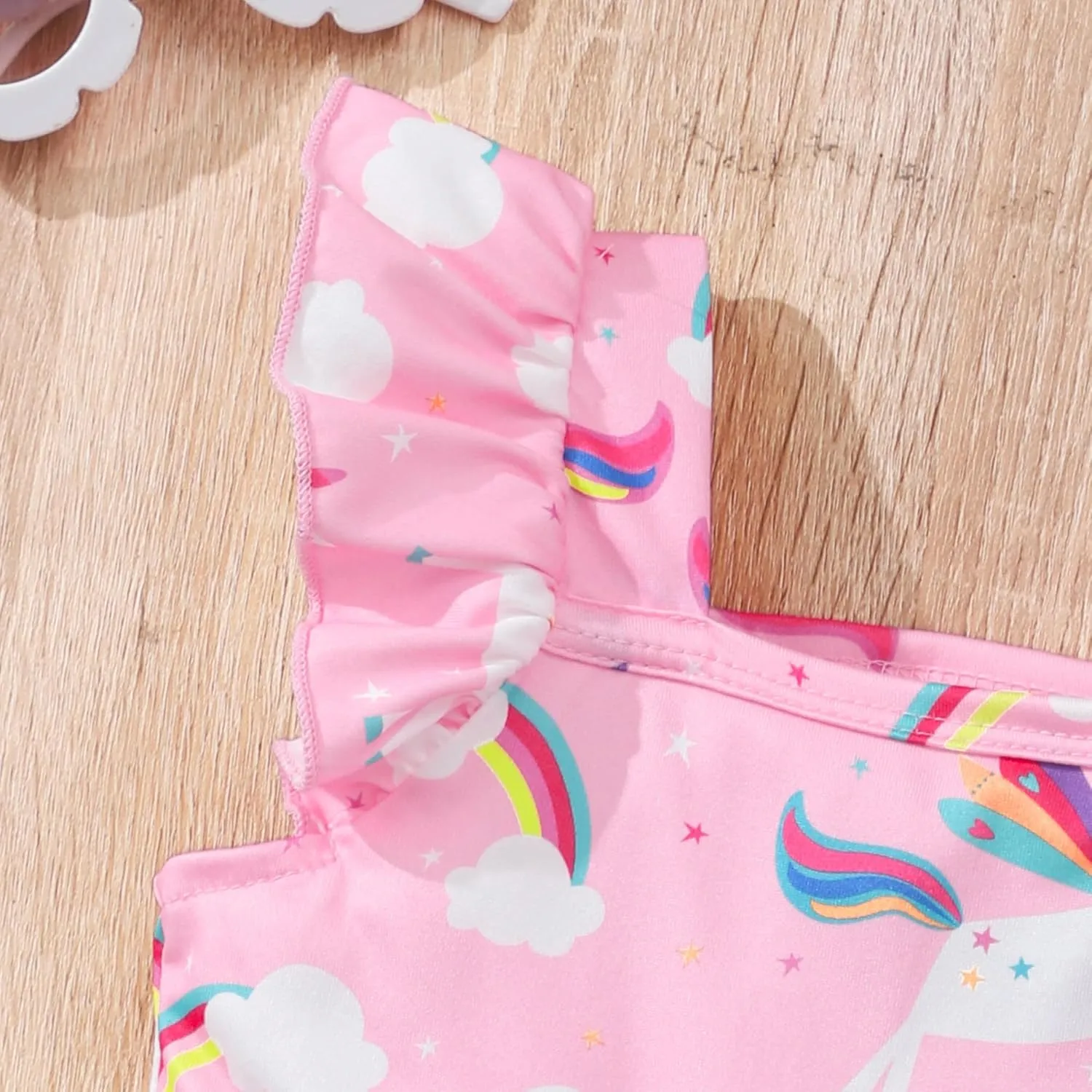Little Girls Summer Dresses Square Neck Ruffle Flutter Sleeve Kids Toddler Unicorn Casual A-Line Swing Sundress 2-8 Years