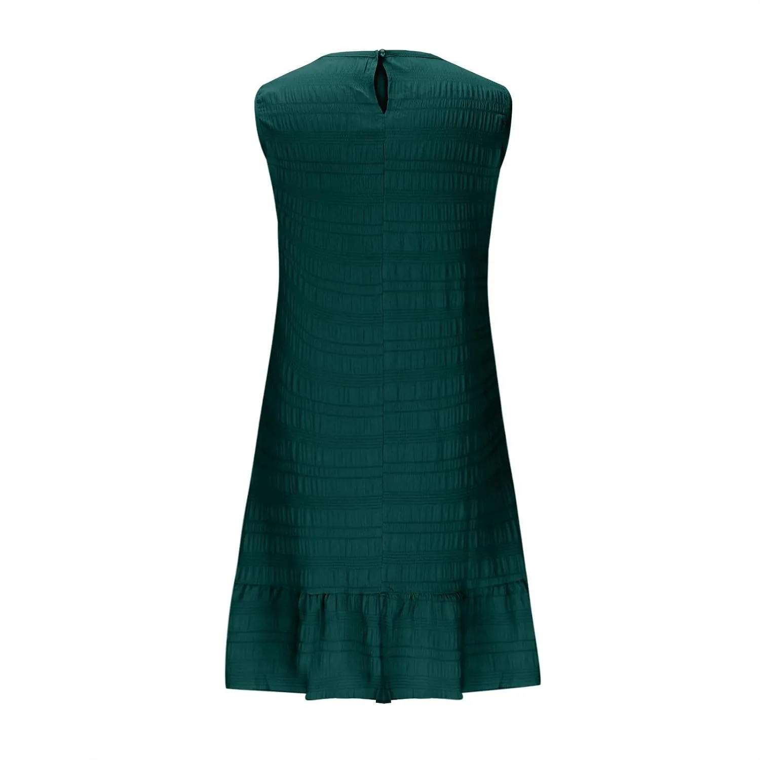Lmdudan 2025 Summer Dress for Women Ruffle Hem Swing Mini Dress Sleeveless Tank Dresses Round Neck Casual Smock Sundress