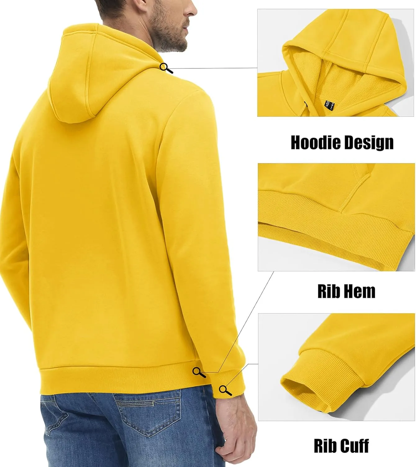 MAGCOMSEN Men's Active Hoodies Fleece Lined Sweatshirts Casual Athletic Workout Pullover With Kangaroo Pocket